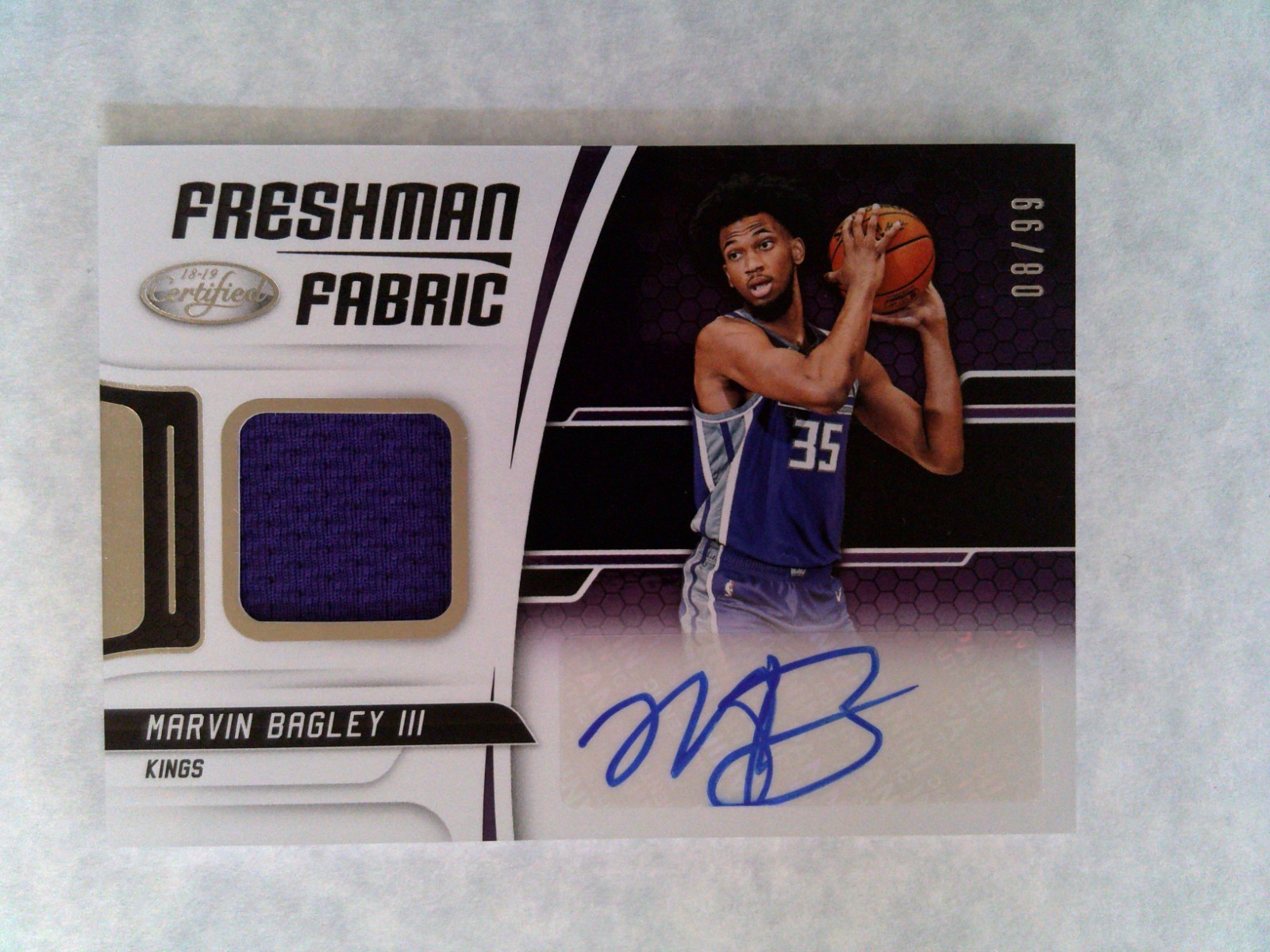 2018-19 Panini Certified Marvin Bagley III FFS-MB Freshman Fabric Patch Auto /99