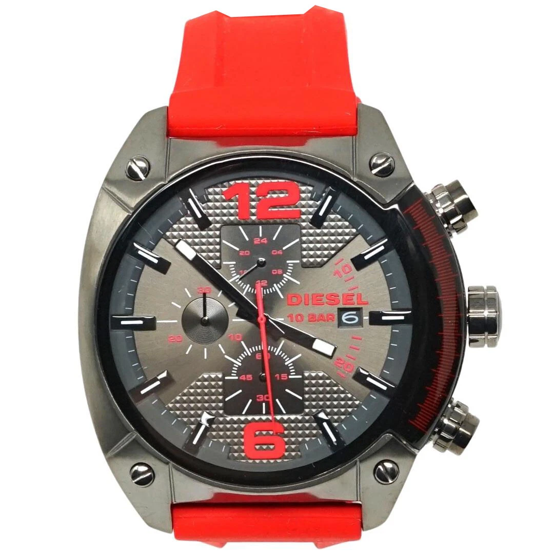 Diesel DZ4481 Overflow Chronograph Red Silicone Strap Watch | eBay