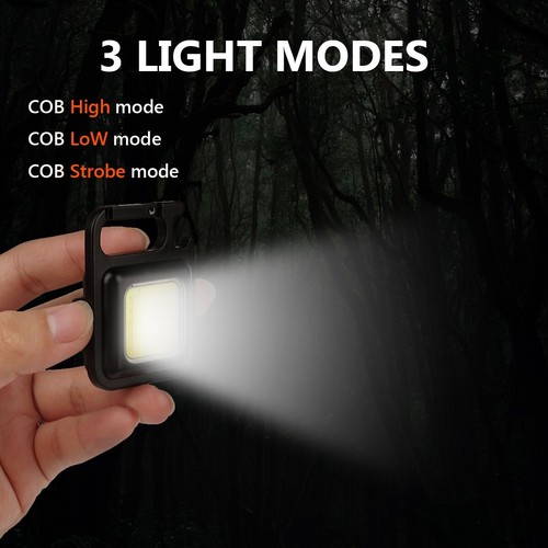 Mini Magnetic COB LED Light Keychain Flashlight USB Rechargeable Work Lamp - Picture 12 of 14
