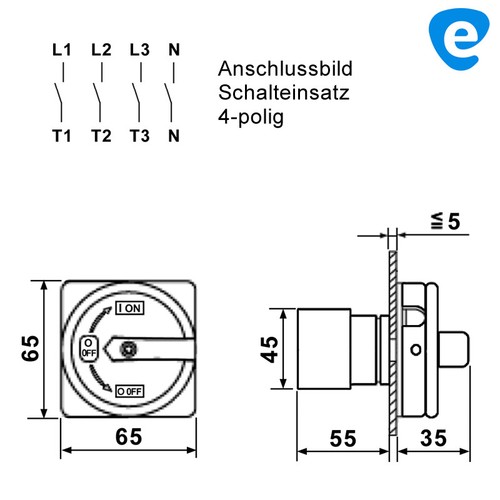 Hauptschalter 4-polig 20A Not-Aus Einbau Schalter Lasttrennschalter Unterputz UP - Bild 4 von 4