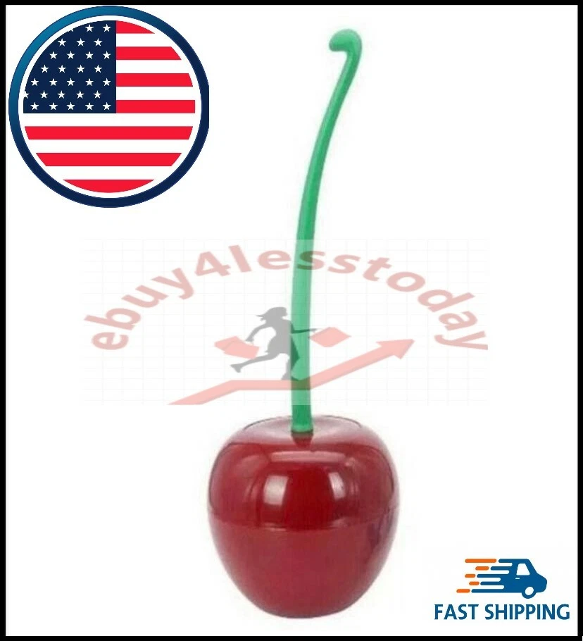 Creative Toilet Brush Holder Set Cherry Shape Standing WC Cleaning Bathroom - Image 2 of 3