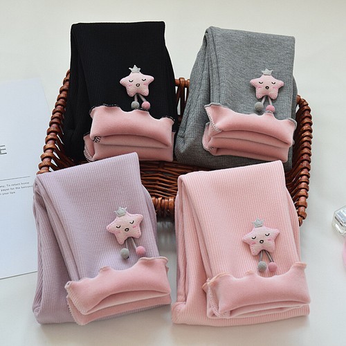 Girls Kids Thermal Fleece Lined Leggings Winter Slim Trousers Pants for Age 1~13 - Picture 9 of 22