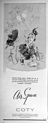 PRESSEWERBUNG 1950 DAS MIKRONISIERTE PULVER AIR SPUN DE COTY 