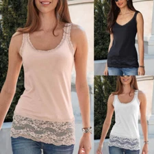 Women's Lace T-Shirt Tank Top Tee Shirt Casual Vest Floral Scoop Neck Sleeveless