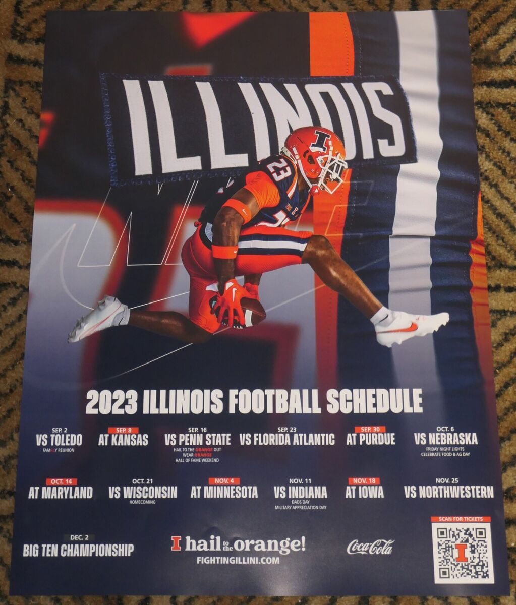 Rare University of Illinois FIGHTING ILLINI Official NCAA Team Logo 22x34  POSTER