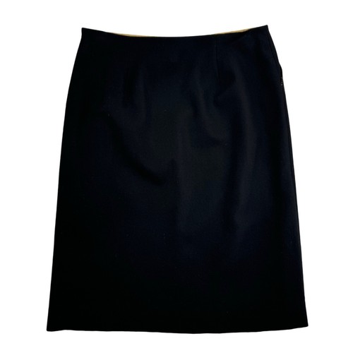 J.Crew Black Wool Fully Lined Ivory exposed Stitching detail Pencil skirt sz 8 - Picture 2 of 7