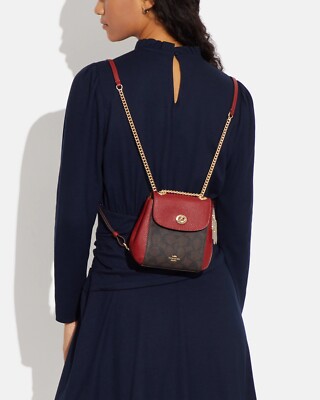 バッグ Vintage Coach Convertible Backpack Suedo COACH C5678 Convertible Mini Backpack In Signature Canvas