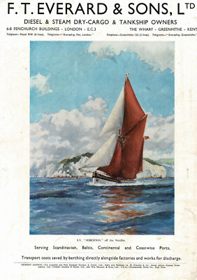 1950s Vintage F T Everard Sons Hibernia Boat Art Print Advertising
