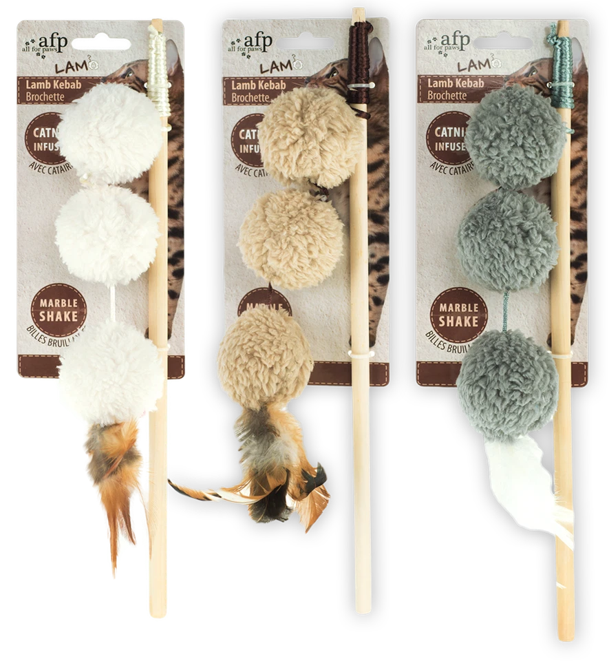 AFP Lambswool-Lamb Kebab Wand Catnip Spielangel Katzenspielzeug