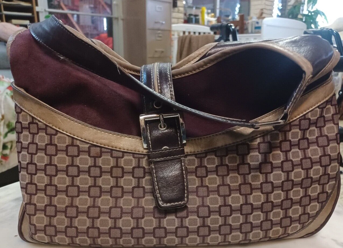 Nine West Burgandy Tan Shopper Hobo Purse Handbag