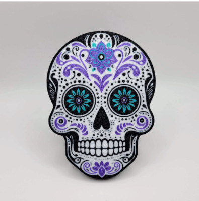 Sugar Skull Trailer Hitch Cap. Fits 2 inch Receiver. Day of the Dead