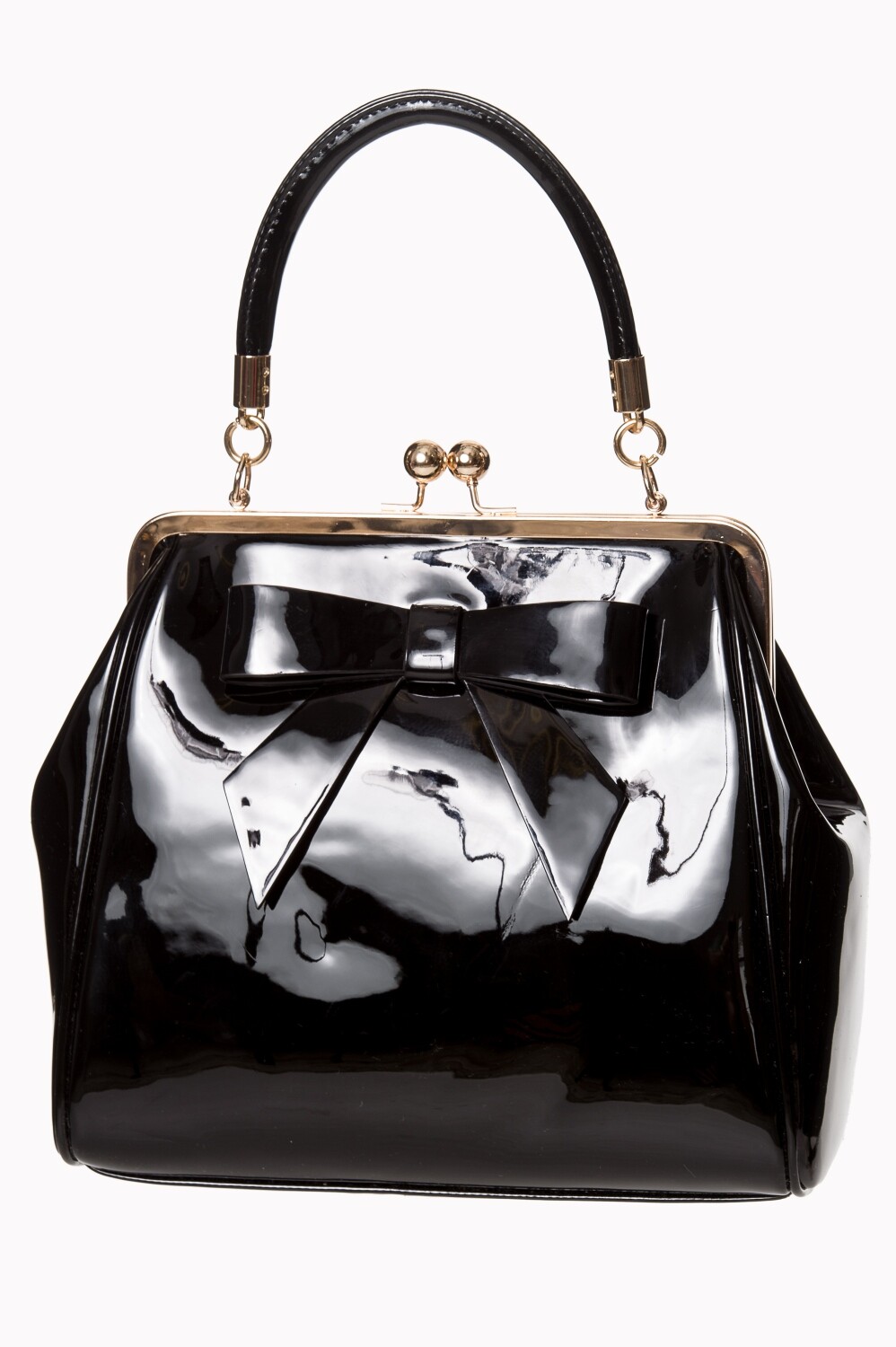 Black Retro American Vintage 50s Rockabilly Shiny Handbag Bag BANNED Apparel