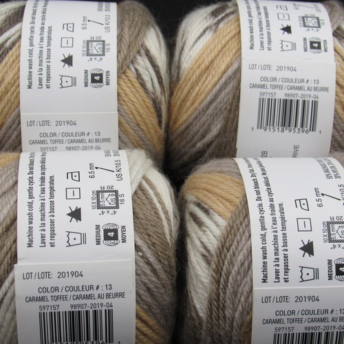 Loops & Threads Washable Wool Stripes Yarn, Four (4) Cakes No. 13 Caramel Toffee - Picture 12 of 12