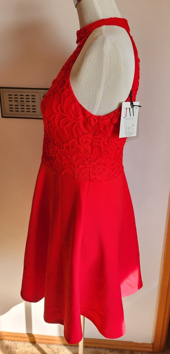 Jessica Wright Ladies Jess Red Tamsn Halter Neck Skater Dress Size 16 New