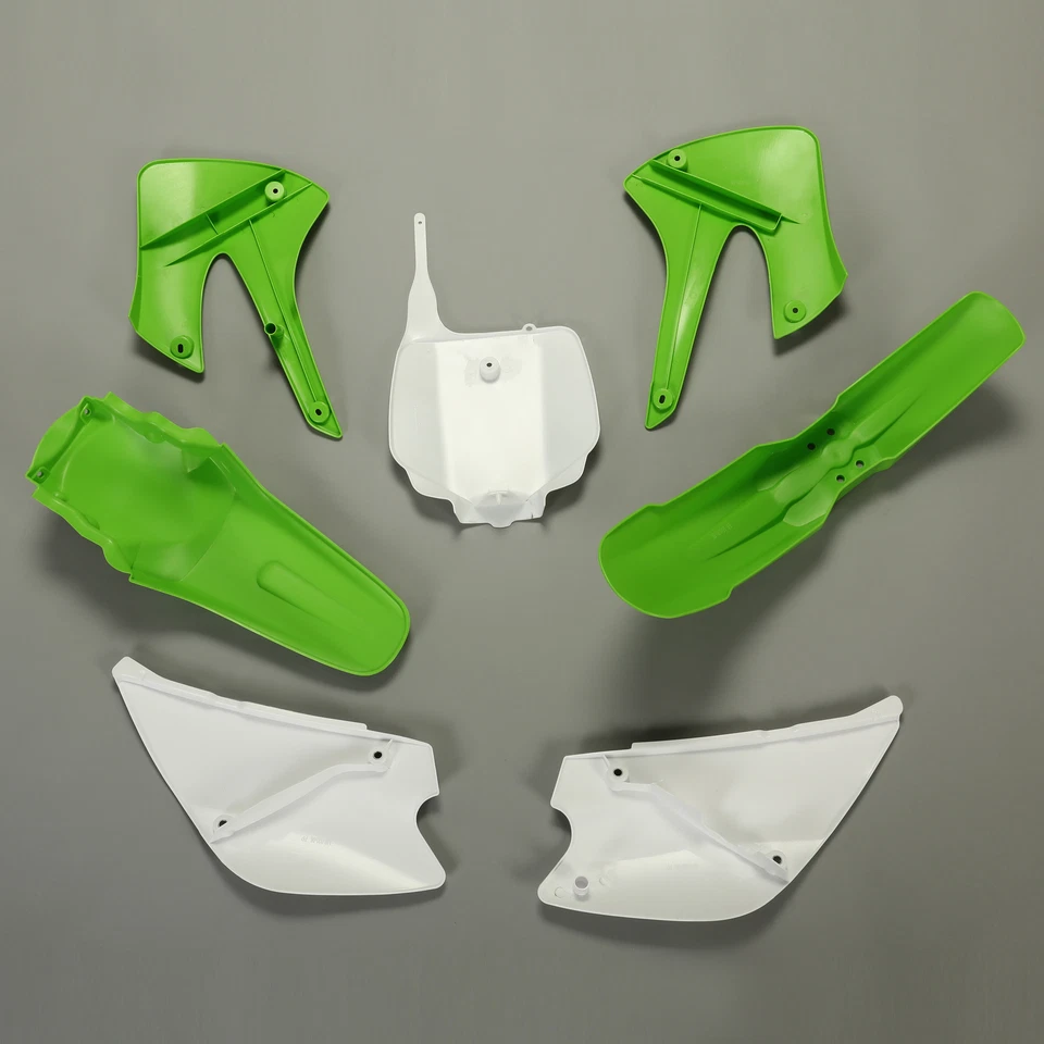 Kit de carrocería de plástico rediseñado para Kawasaki KX85 KX100 2001-2013 colores verde y blanco Foto 3 de 4