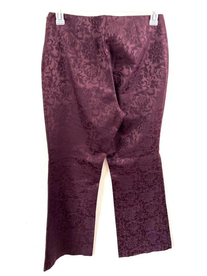 NY & Co Pantalones de vestir talla 10 púrpura 31" entrepierna cremallera lateral patrón floral Foto 3 de 4