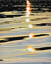 Alex Nizovsky – REFLECTION X GLITTER PATH Abstracted Landscape Painting 24"x30"