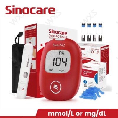 Sinocare's new blood glucose monitor set, including 100 test strips, easy to use