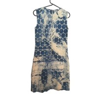DKNY Sleeveless Dress Lace Overlay Blue White Print Sheath Size Unknown