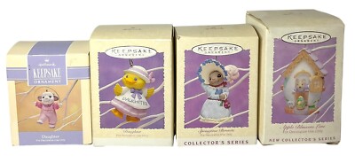 4-Hallmark Keepsake Ornaments 1993 & 1995 Easter Springtime Bonnets Daughter