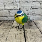 15cm x 15cm Blue Tit Bird Metal Tin Wall Hanging Ornament Painted Statue