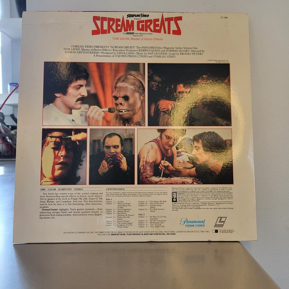 Scream Greats Laser Disc- Rare Starlog Video Tom Savini 1986 - Image 2 of 4