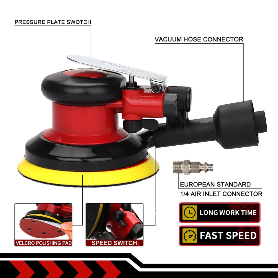 5"6" Air Random Orbital Palm Sander Auto Body Orbit Pneumatic Sanding Machine - Image 3 of 4