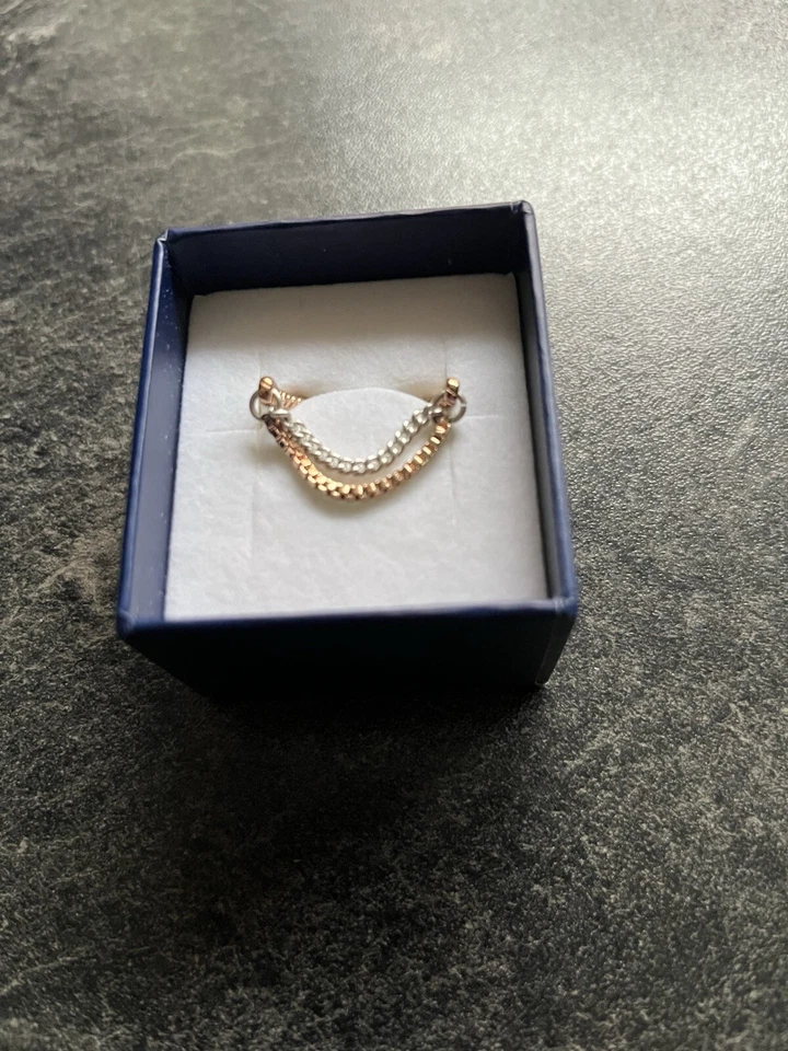 Damenring, Pilgrim, Größe 55 (17,5mm), Edelstahl, rosé Vergoldet mit zwei Ketten