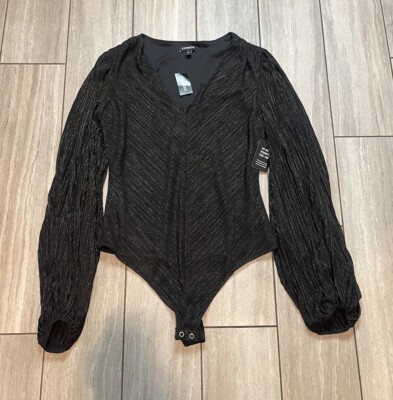Express Womens Metallic Long Sleeve Vneck New With Tags Vneck Size Medium