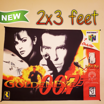 GoldenEye 007 2x3 foot tapestry / Nintendo 64 banner wall flag N64