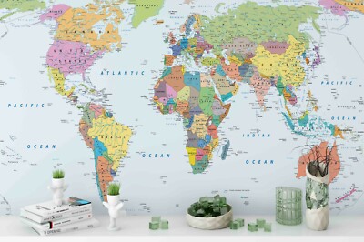 3D World Map Self-adhesive Removable Wallpaper Murals Wall 52