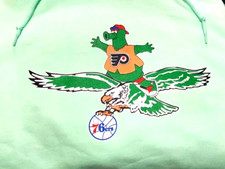 Philadelphia Eagles Flying Phanatic Mascot Hoodie Mint Green Philly Teams Hoodie