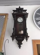 Vecchio Orologio Pendolo Pendola DA PARETE Muro IN LEGNO Antico Vintage Grande