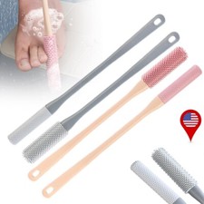 2 Toe Gap Cleaning Brush 15.7" Foot Scrubber Silicone Shower Long Handle Brush