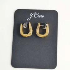 Jcrew Gold Plated Crystal Huggie Hoop Earrings Gift Fashion Women Party Jewelry