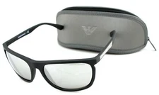 RARE NEW EMPORIO ARMANI Matte Black Grey Silver Mirror Sunglasses EA 4107 50426G