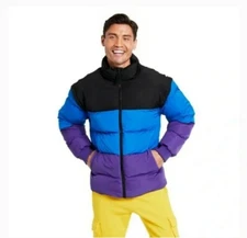 Lego Collection x Target Puffer Jacket Men size XL Extra Large Blue Purple Vest