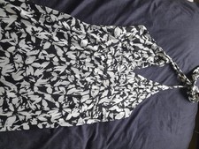 Black and White Flower Detail Halterneck Dress. Size L