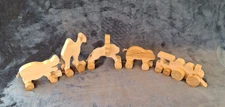 Handcrafted Wooden Animal Train Bear Lion Camel Hippo