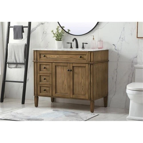 Elegant Decor Park Avenue 40" Aluminum MDF Single Bathroom Vanity in Driftwood - Picture 2 of 8