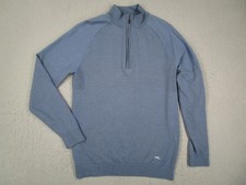 KJUS Sweater Mens Large Blue Quarter Zip Golf Merino Wool Pullover Boar Hunt