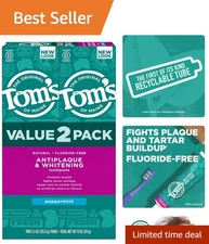 5.5oz Fluoride-Free Natural Antiplaque Toothpaste with Peppermint Flavor, 2-Pack