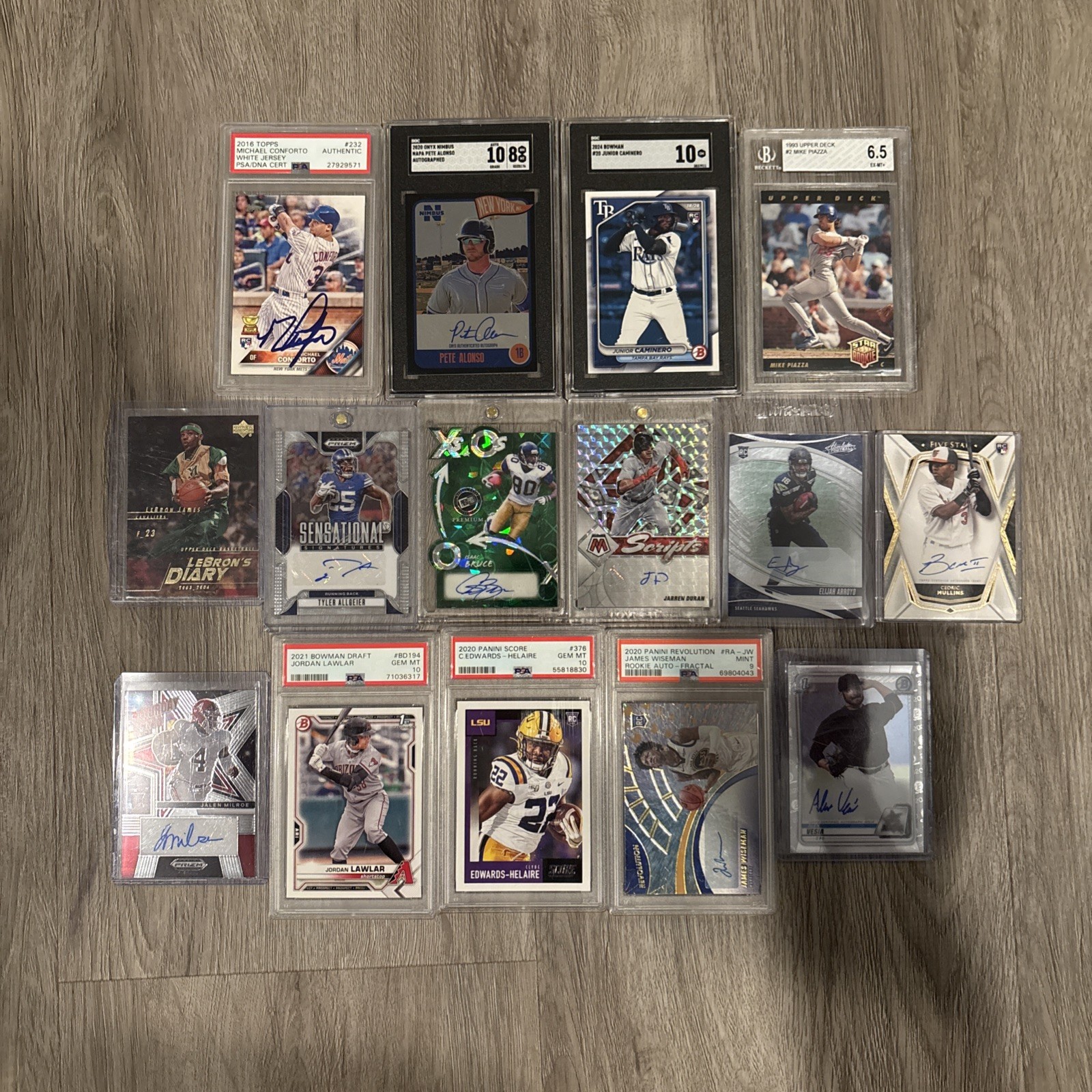 HUGE 15 CARD LOT NFL MLB NBA LEBRON RC ALONSO AUTO PSA SGC BGS TOPPS PANINI ETC view 1