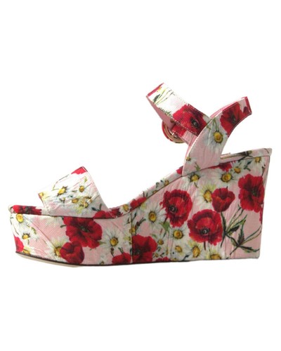 Dolce & Gabbana Floral Wedge Sandals Buckle Closure Women Multicolor - Imagen 2 de 7