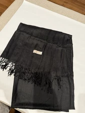 Unisex Black Cashmere Silk Scarf Shawl Wrap Pashmina