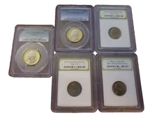 Certified Lot 2/5 PCGS 5 Coins Quarters Nickles