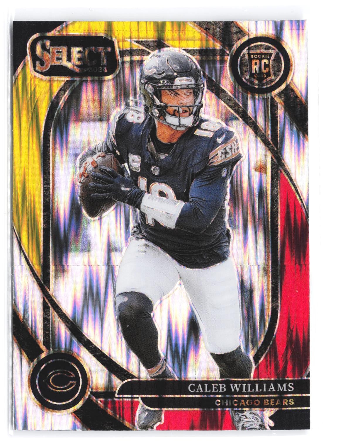 2024 Panini Select #216 Caleb Williams Red & Yellow Prizm Shock