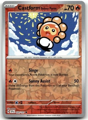 Castform Sunny Form 020/191 Common Surging Sparks Pokemon Reverse Holo LP