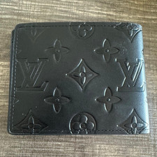 Louis Vuitton Men's Black Monogram Logo Embossed Bifold Wallet Made France