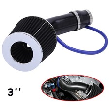 Car Cold Air Intake Filter Induction Kit 3 Pipe Aluminum Power Flow Hose Black